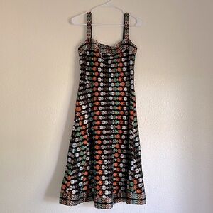 Tory Burch embroidered floral sleeveless dress black wedding summer sz 4